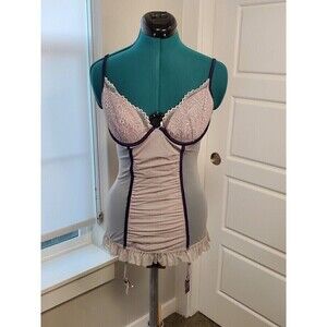 VICTORIA'S SECRET VERY SEXY GREY & PURPLE LINGERIE NEGLIGEE GARTERS WOMEN 36C